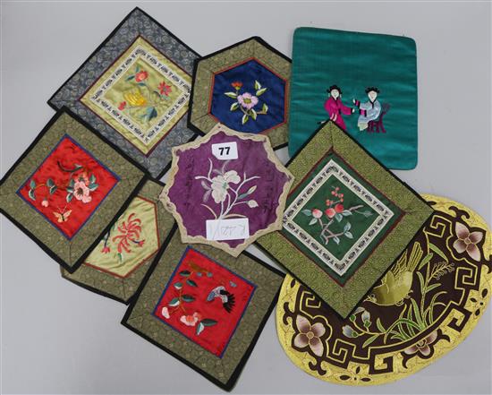 A collection of Chinese silk mats